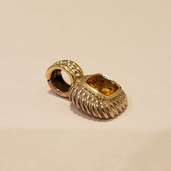 **SOLD**David Yurman Petite Albion Citrine Cable Pendant Sterling Sliver & 14k - Picture 6 of 7